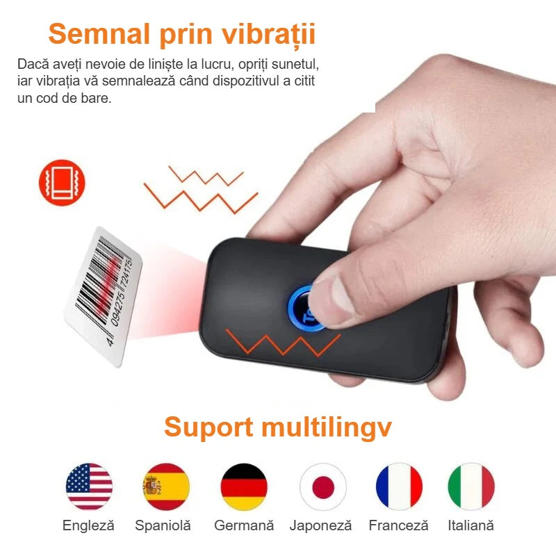 Cititor de coduri de bare cu semnal prin vibrații și suport multilingv