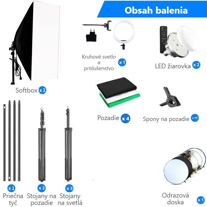Obsah balenia súpravy do fotoštúdia