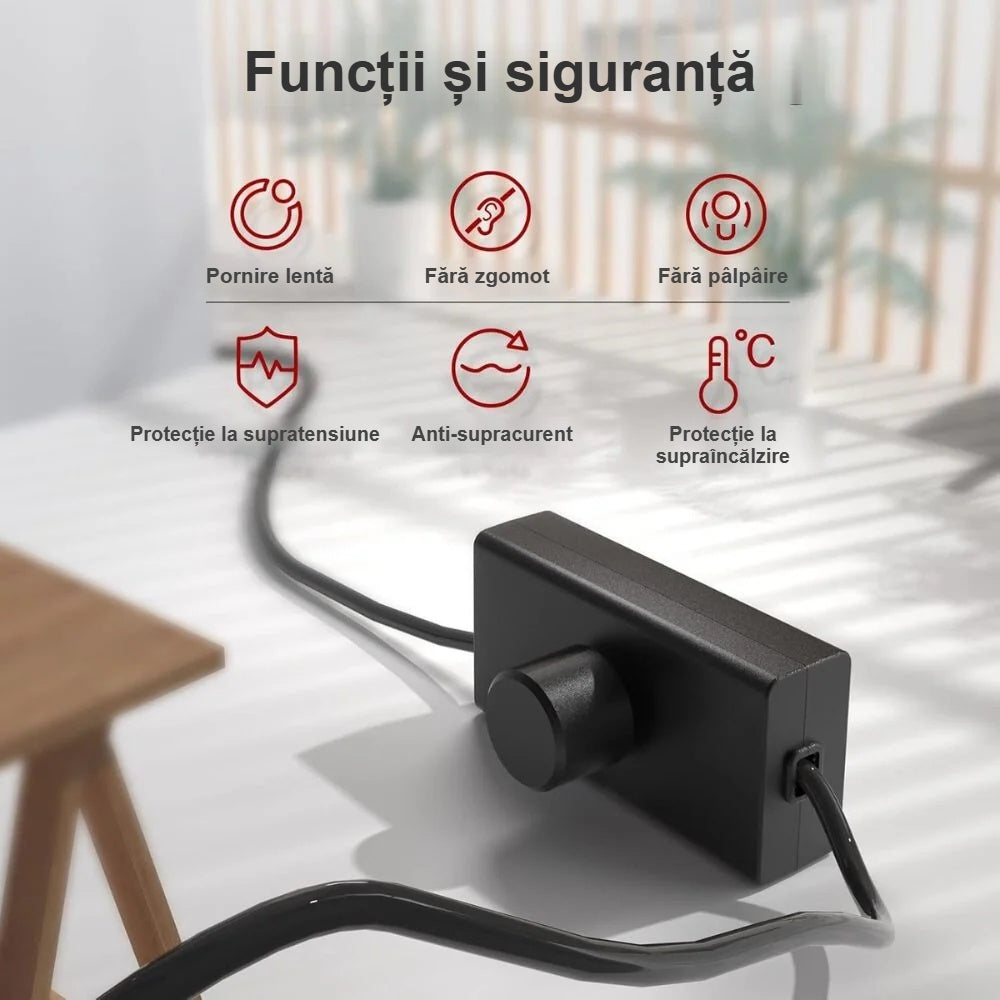 Funcțiile de protecție ale variatorului LED, cu pictograme
