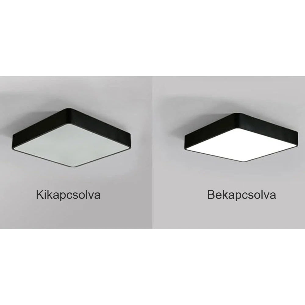LED mennyezeti lámpa kikapcsolt és bekapcsolt állapotban