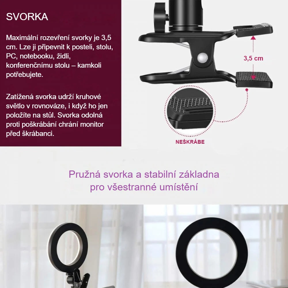 Upevňovací svorka kruhového světla, rozevření max. 3,5 cm