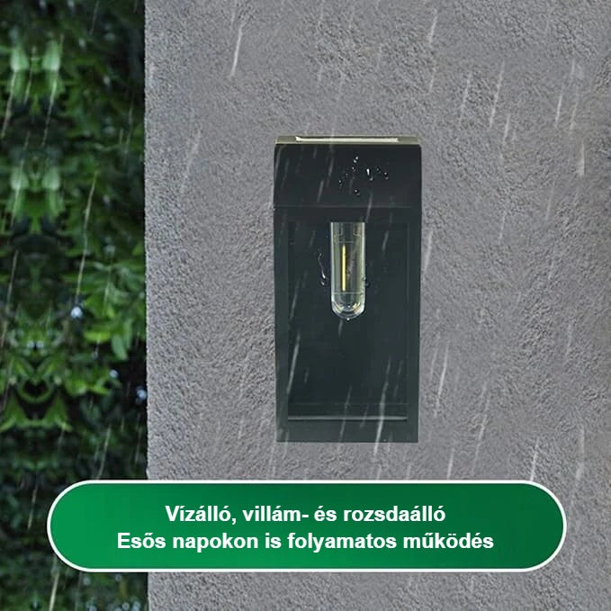 Kültéri napelemes lámpa esőben – IP65 vízálló