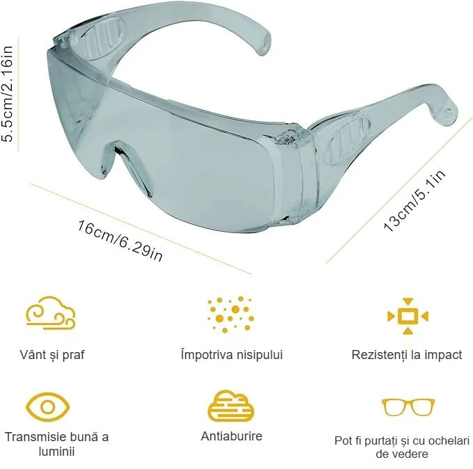 Ochelari de protecție transparenți și caracteristicile lor, cu pictograme