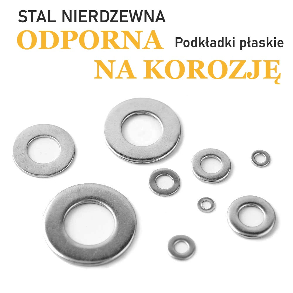 Odporne na korozję nierdzewne podkładki płaskie w różnych rozmiarach