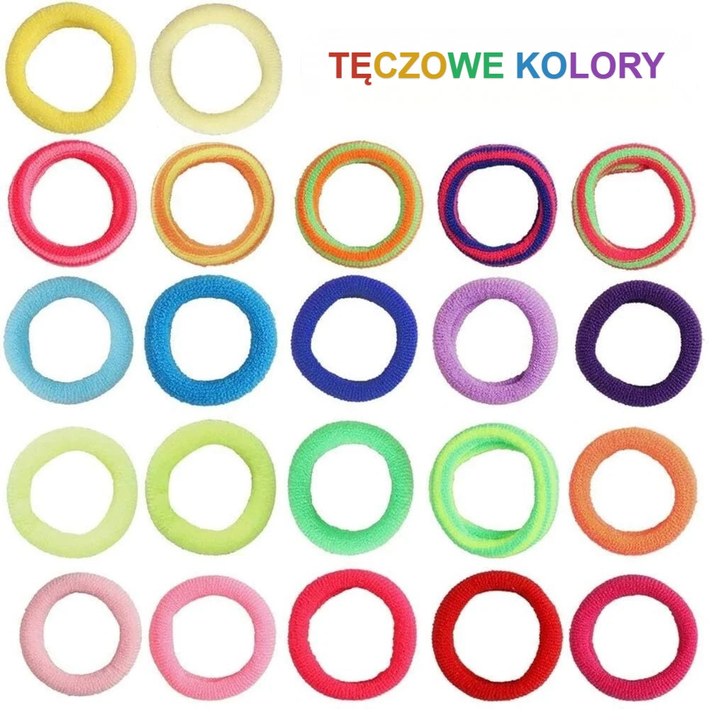 Tabela tęczowych kolorów mini gumek do włosów