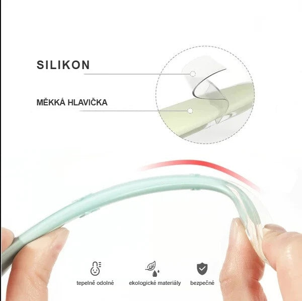 Měkká silikonová hlavice lžičky při ohýbání