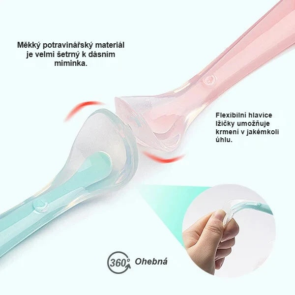 Ohebná silikonová hlavice pro krmení v jakémkoli úhlu