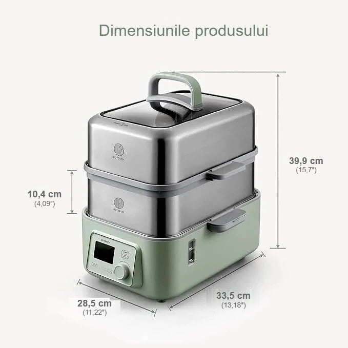 Dimensiunile aparatului electric de gătit cu abur