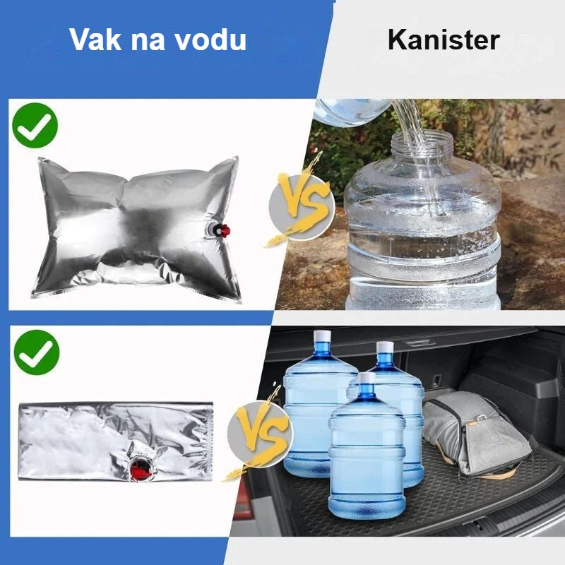 Porovnanie vaku na vodu a vedra
