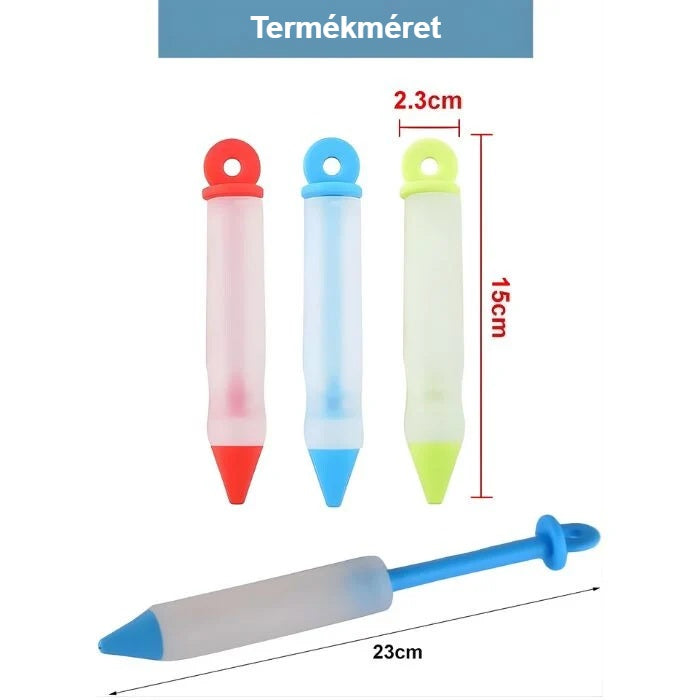 Tortadíszítő toll méretei: kb. 23 cm hossz, 2,3 cm szélesség
