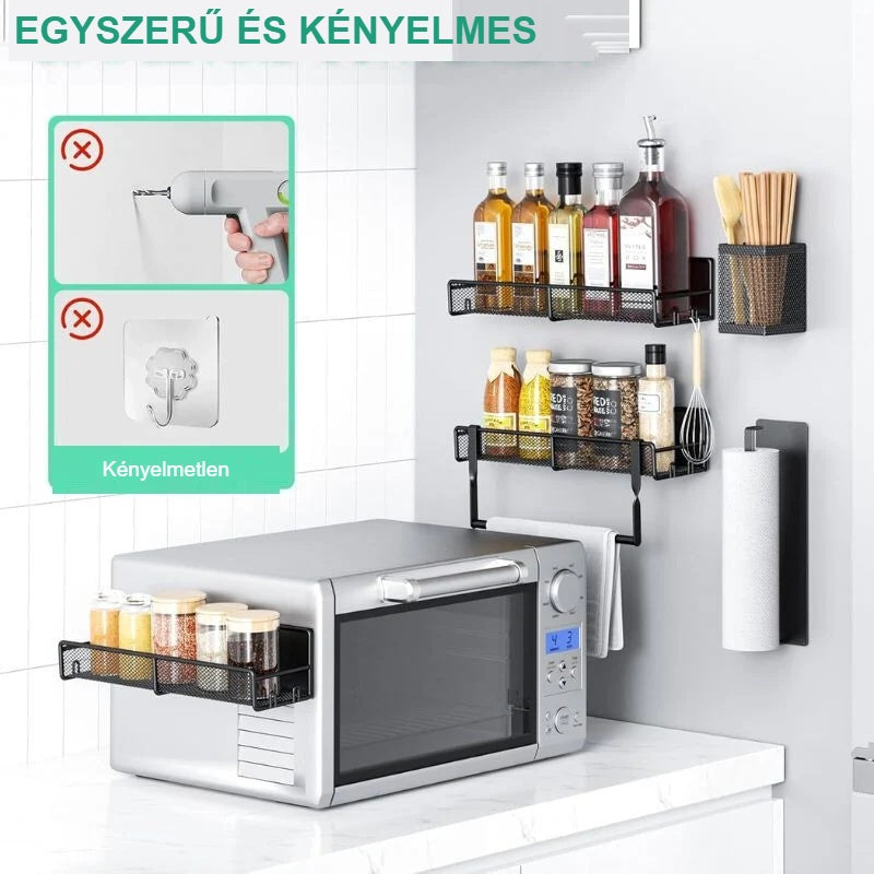 Mágneses fűszertartó felhelyezése fúrás nélkül, mikrohullámú sütő oldalán