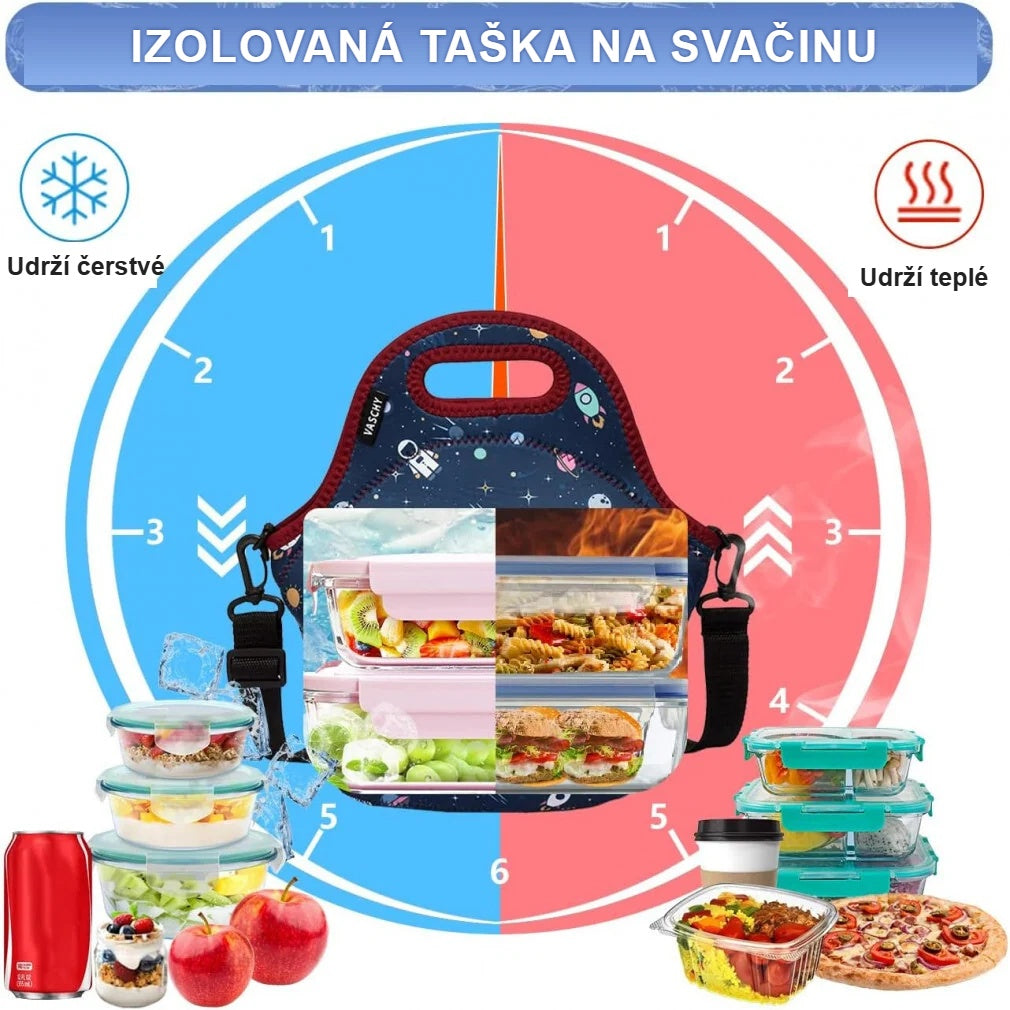 Izolovaná taška na svačinu, která udrží chlad i teplo, s krabičkami na jídlo