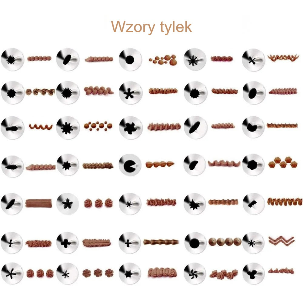 Tabela wzorów kremu, które można wykonać tylkami cukierniczymi