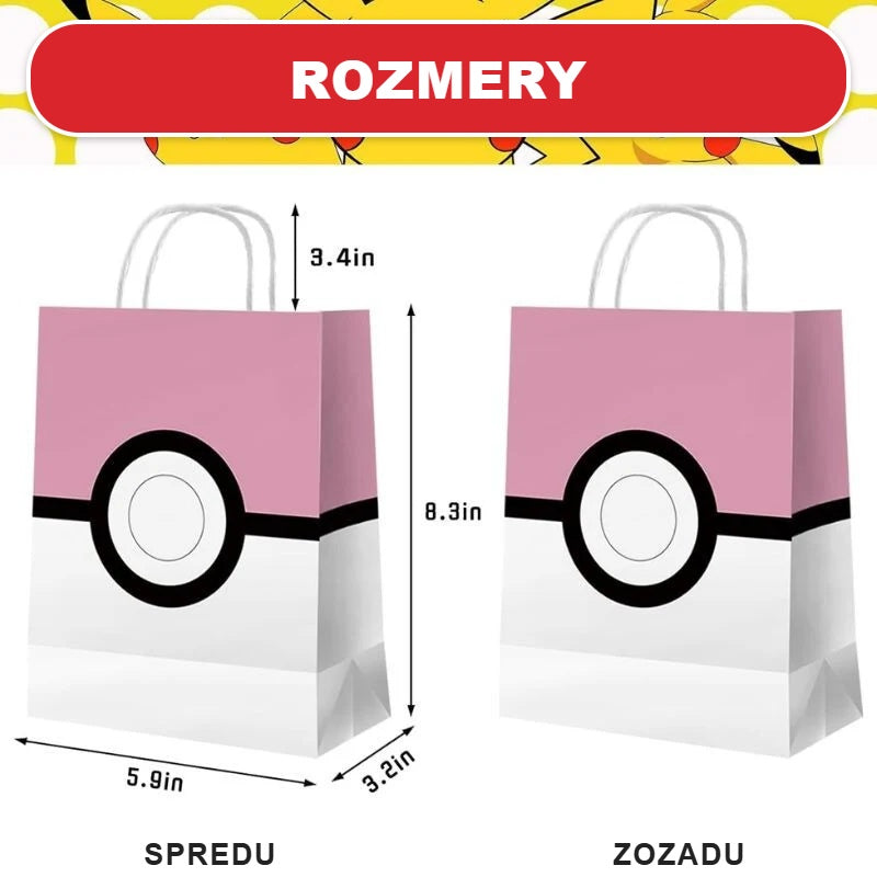 Rozmery ružovej darčekovej tašky s Pokémon loptou