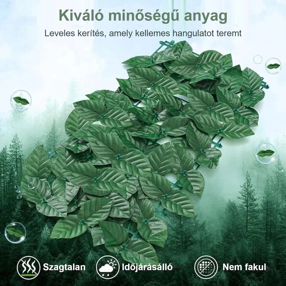 Kerítésborító panel tartós, UV-álló műlevelekkel