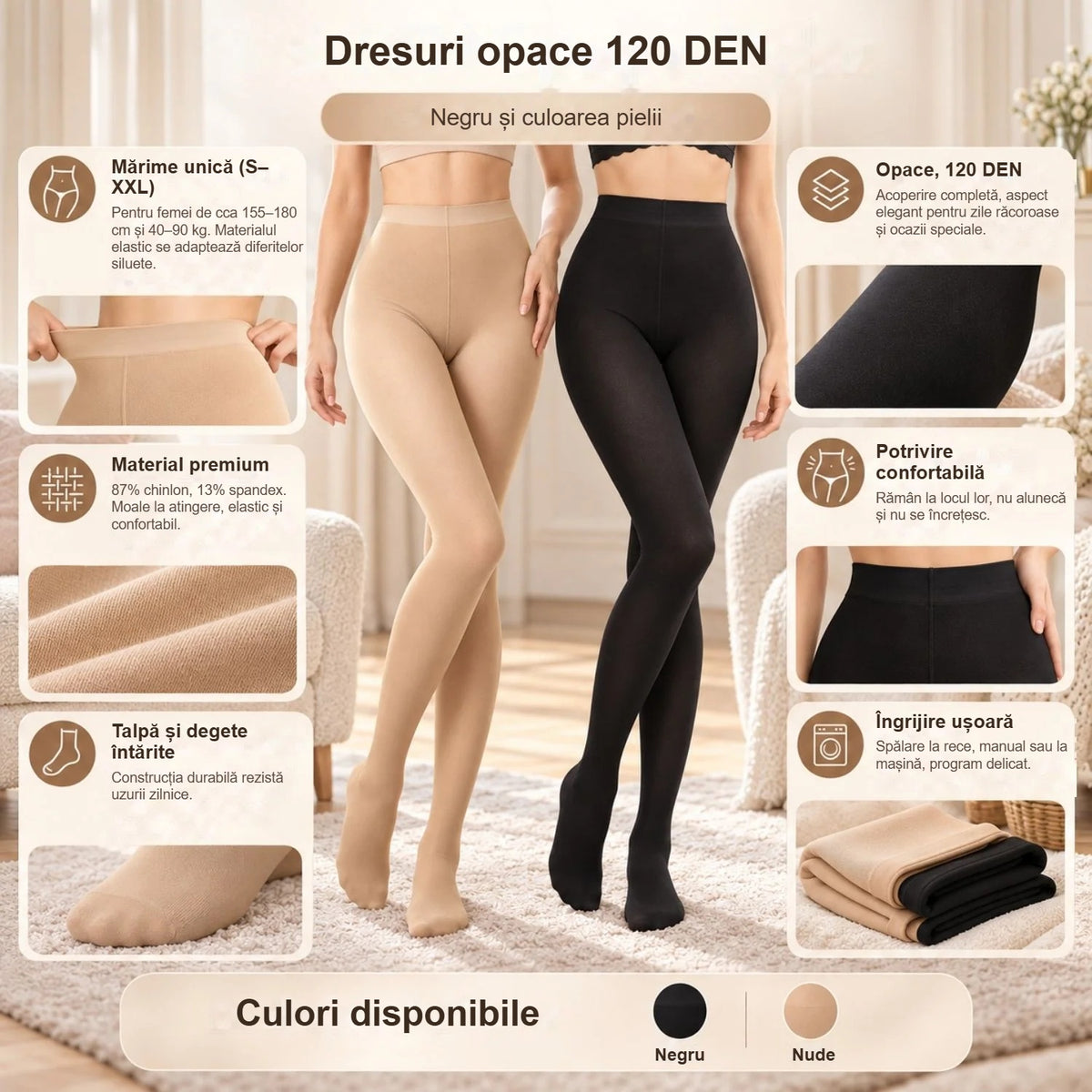 Caracteristicile dresurilor de damă 120 DEN: mărime unică, material moale, vârf întărit