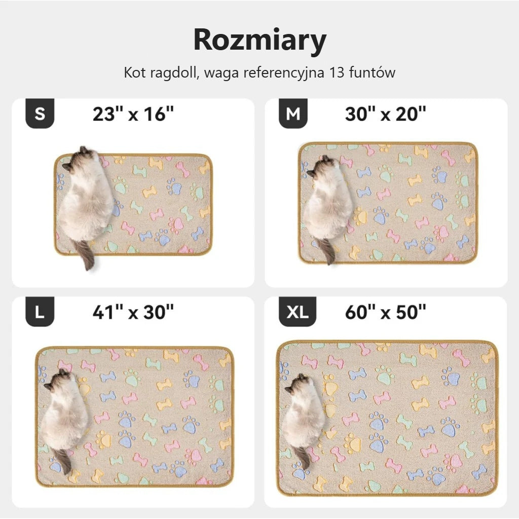 Przykładowe rozmiary kocyka dla zwierząt