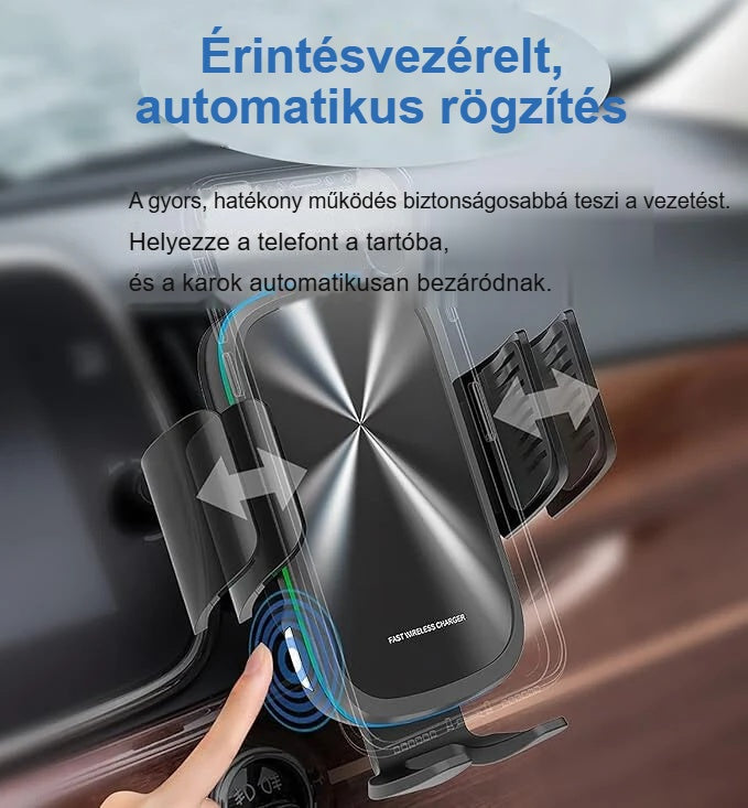 Telefon behelyezése: az érintésvezérelt karok automatikusan zárnak