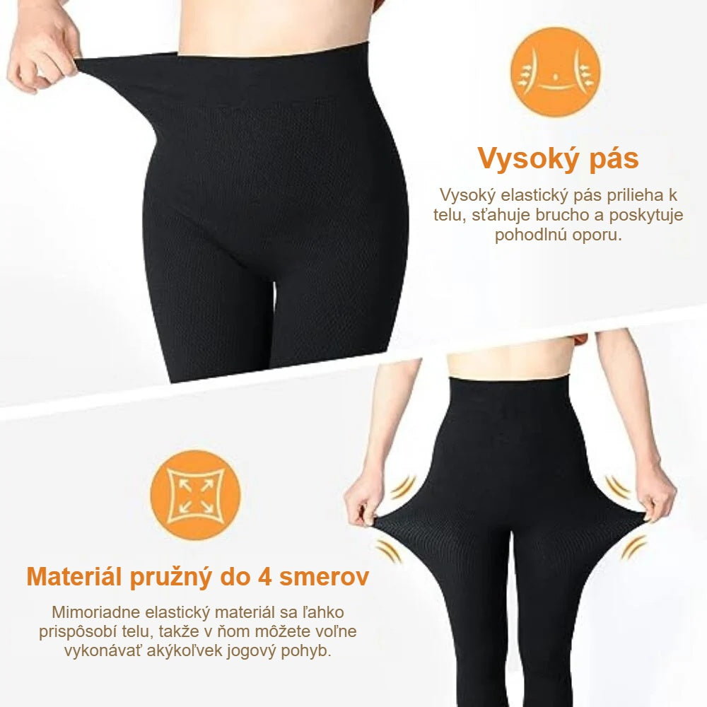 Vysoký elastický pás legín na jogu a materiál pružný do 4 smerov pri nosení