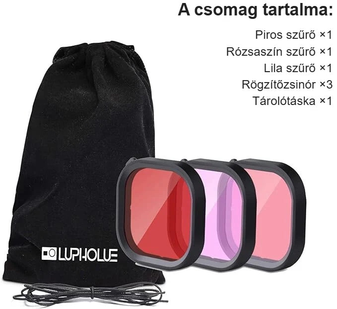 GoPro szűrő szett csomagtartalma tárolótáskával