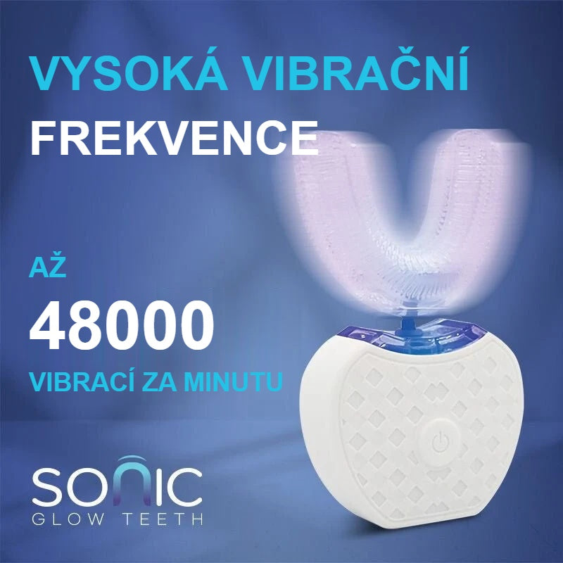 Sonický zubní kartáček ve tvaru U s vysokou frekvencí, až 48000 vibrací za minutu