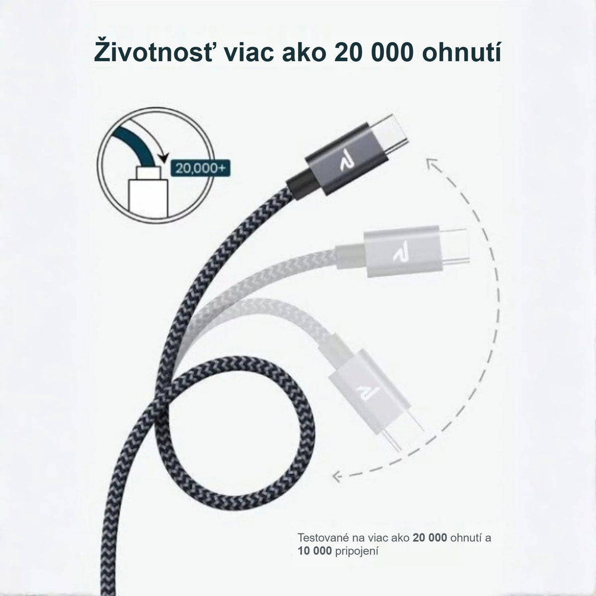 USB-C kábel s nylonovým opletom, ktorý vydrží viac ako 20 000 ohybov