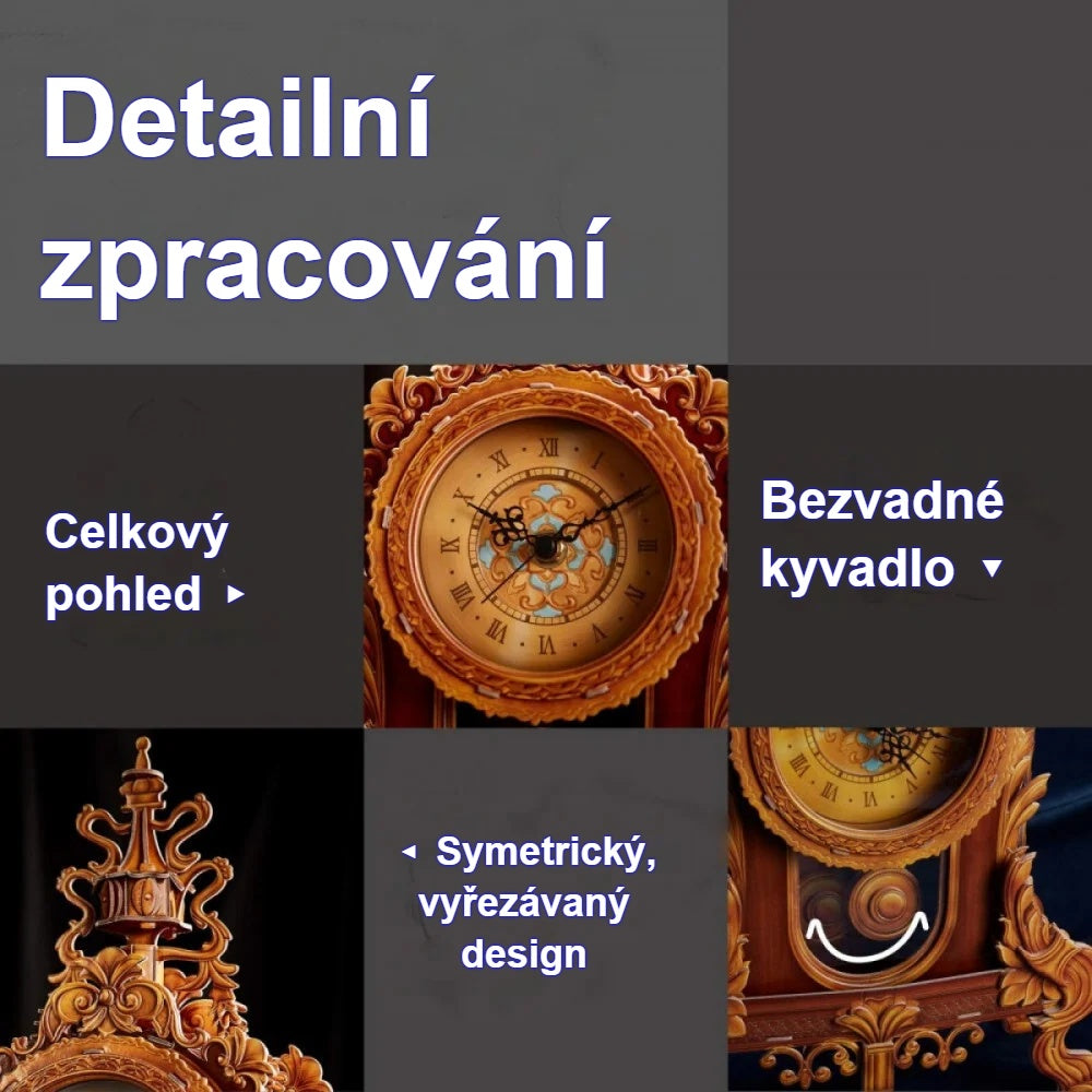 Detailní zpracování 3D puzzle kyvadlových hodin zblízka