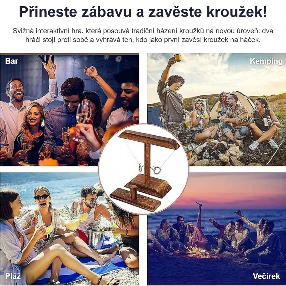 Hra s házením kroužků na večírku, v kempu, na pláži a v baru