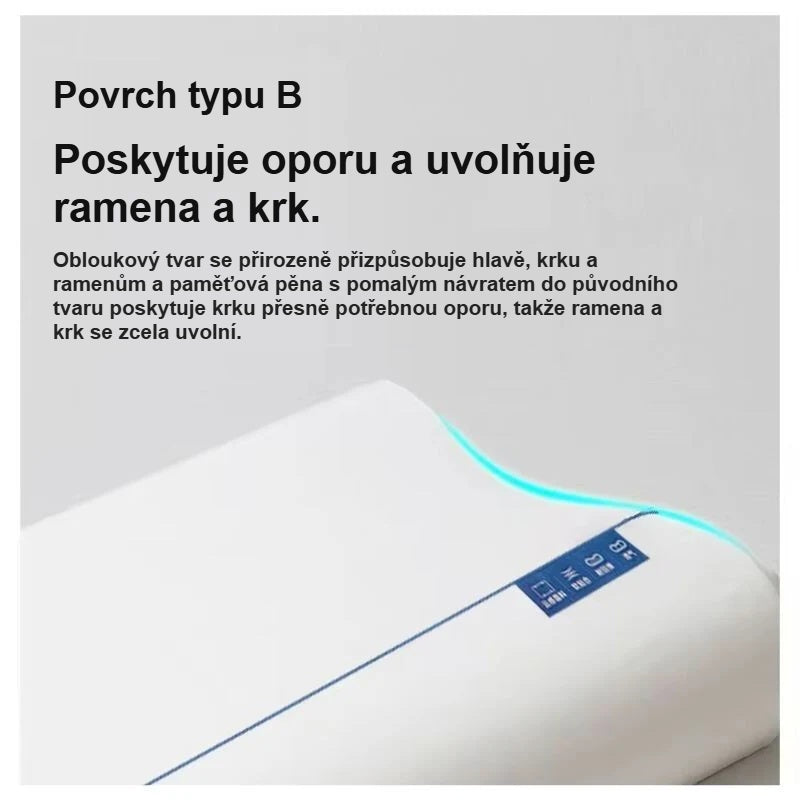 Ortopedický polštář pod krk s obloukovým povrchem typu B