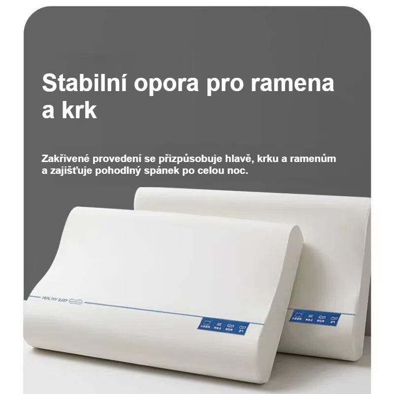 Dva polštáře pod krk na sobě, opora ramen a krku