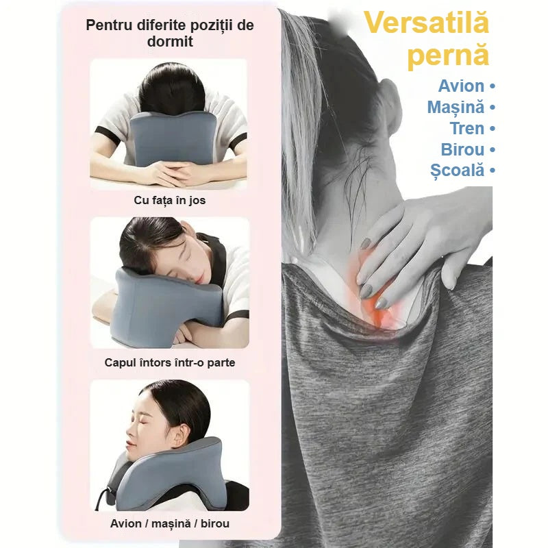 Pernă de călătorie pentru gât în diferite poziții de dormit