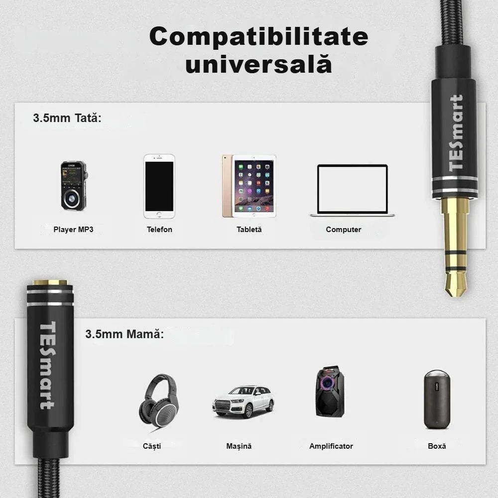 Dispozitive compatibile cu cablul prelungitor jack, pe partea tată și mamă