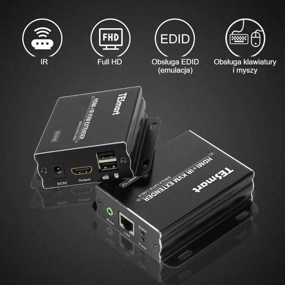Funkcje extendera HDMI KVM: IR, Full HD, EDID