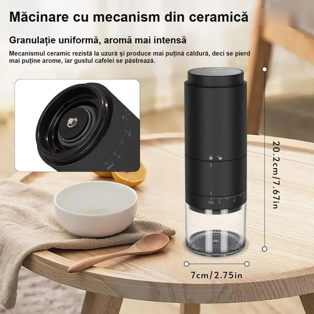 Mecanismul ceramic de măcinare și dimensiunile râșniței de cafea