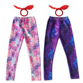Galaxy-Motiv Fleecegefütterte Winter-Kinderleggings – 2 Thermohosen + 2 Haargummis