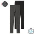 Kinder Thermo-Hosen-Set 2 Stück – Warme Winterleggings in Schwarz und Grau, mit Geschenk-Haargummi (150)