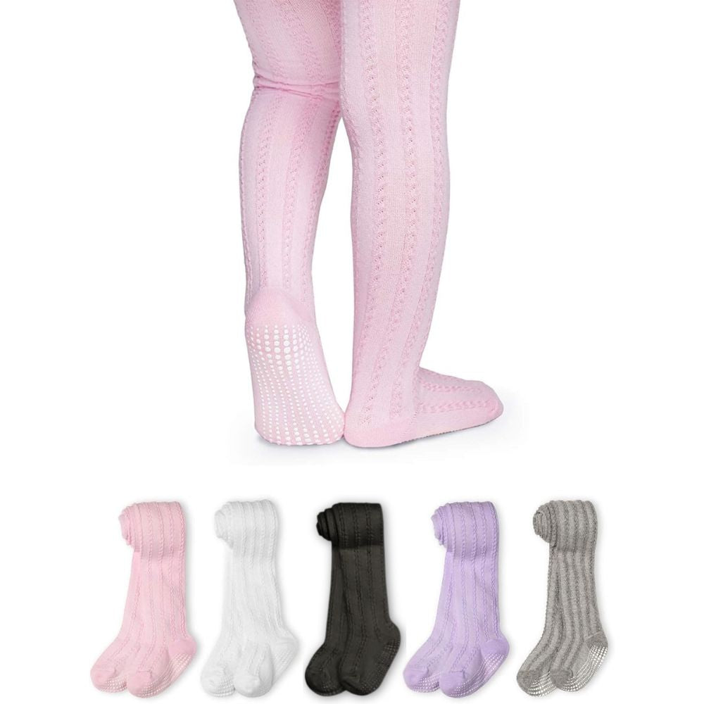 Gestrickte Gemusterte Kinderstrumpfhose – Weiche Baumwoll-Rutschfeste Strumpfhose 2 Paar