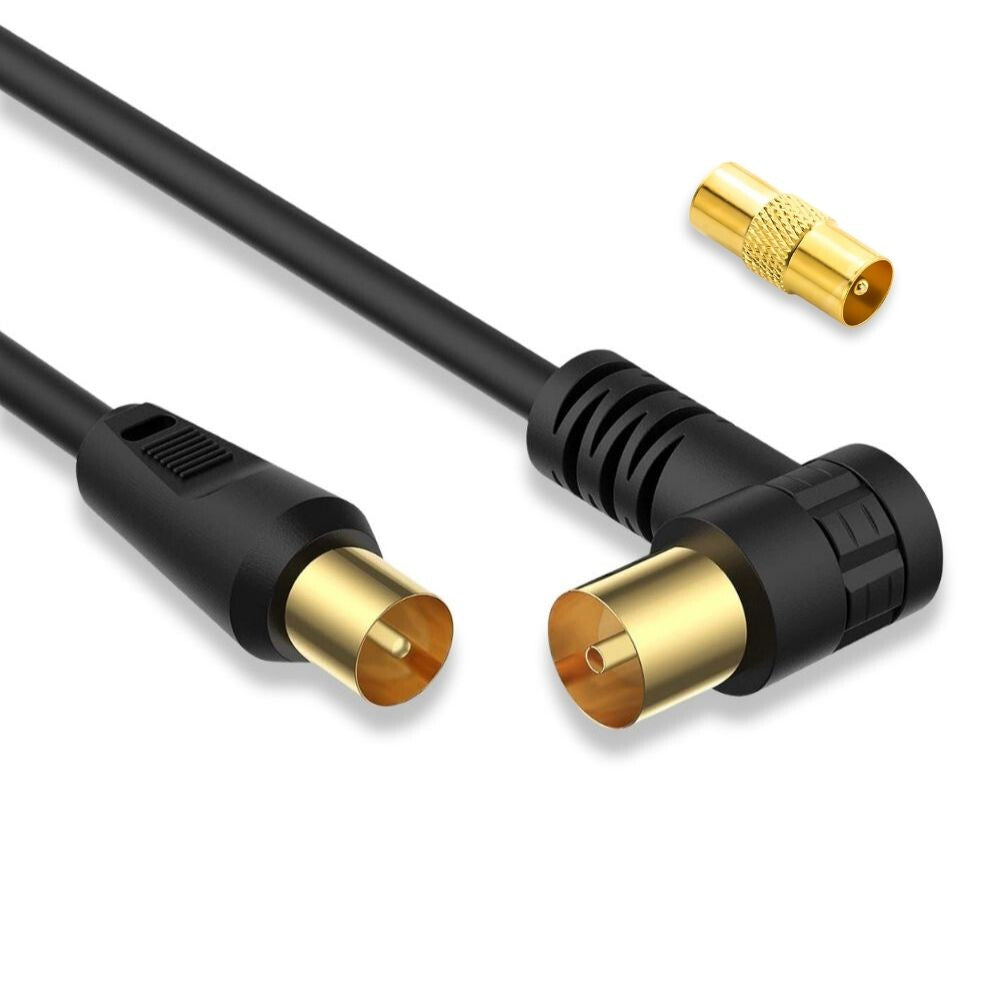 Tesmart RG59 Koaxial-TV/SAT-Kabel – 75 Ohm, 90° gewinkelter Stecker mit Verlängerung