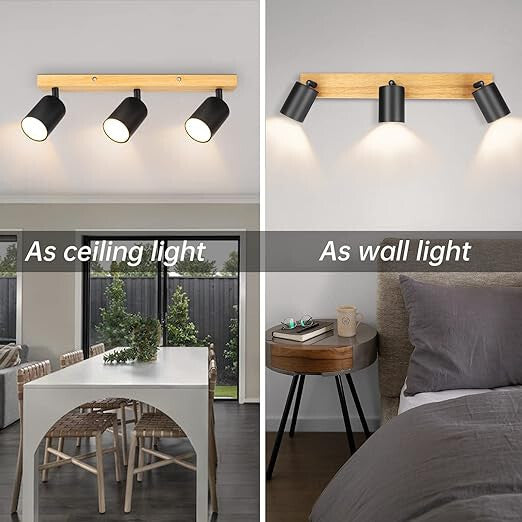 Kambo Moderne LED-Decken-Spotlampe – 3 Lampenköpfe, dreh- und kippbar, in mehreren Farben