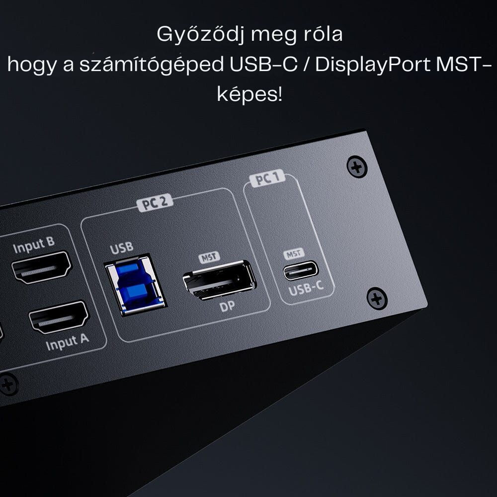 Tesmart MST KVM Dockingstation für 3 Monitore 4K 60Hz – 1 Laptop + 3 PCs
