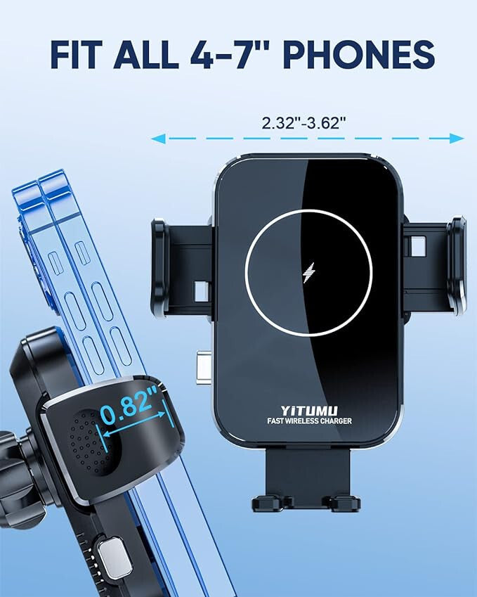 Yitumu A26 15W Qi Kabelloses Auto-Ladegerät – Schnellladefunktion und 360° drehbare Halterung
