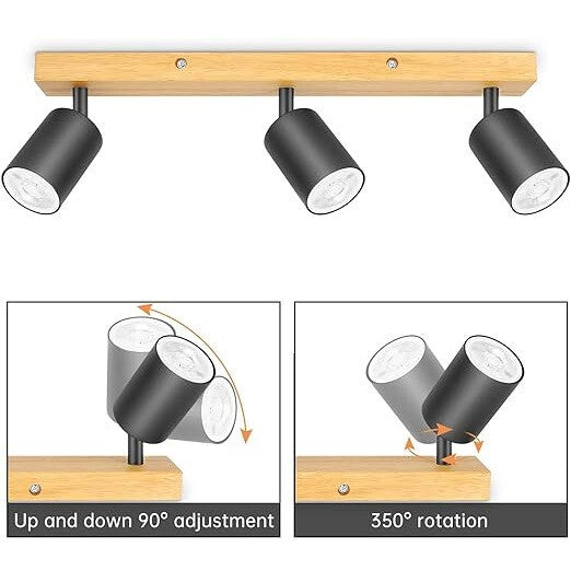 Kambo Moderne LED-Decken-Spotlampe – 3 Lampenköpfe, dreh- und kippbar, in mehreren Farben