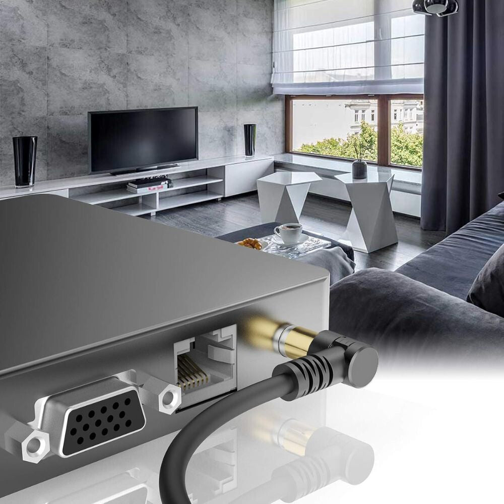 Tesmart RG59 Koaxial-TV/SAT-Kabel – 75 Ohm, 90° gewinkelter Stecker mit Verlängerung
