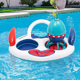 Joc gonflabil de piscină pentru copii – bază plutitoare OZN cu rachetă, joc de echipă, PVC fără BPA