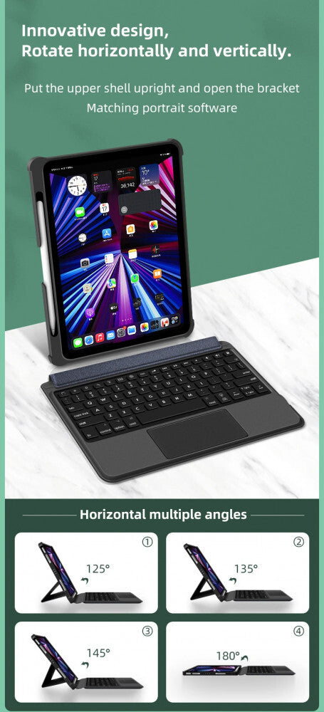 Gaoeein Tablet-Schutzhülle mit Touch-Tastatur und Hintergrundbeleuchtung