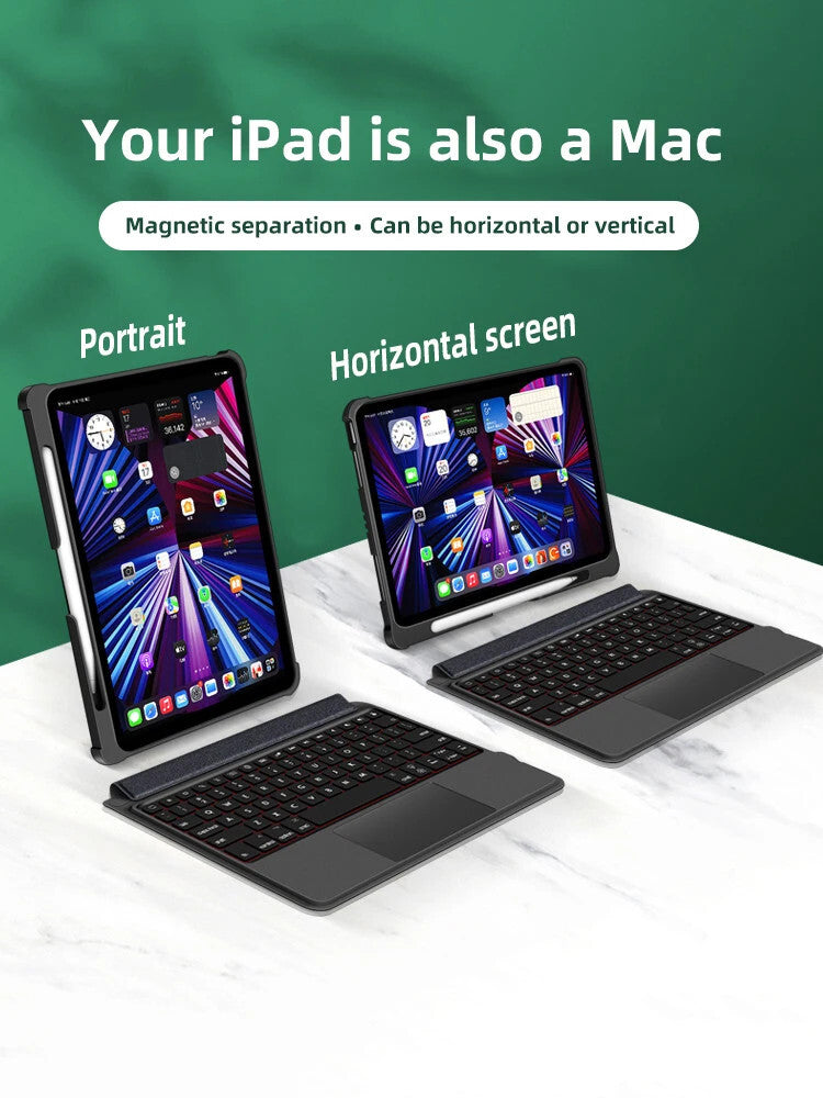 Gaoeein Tablet-Schutzhülle mit Touch-Tastatur und Hintergrundbeleuchtung