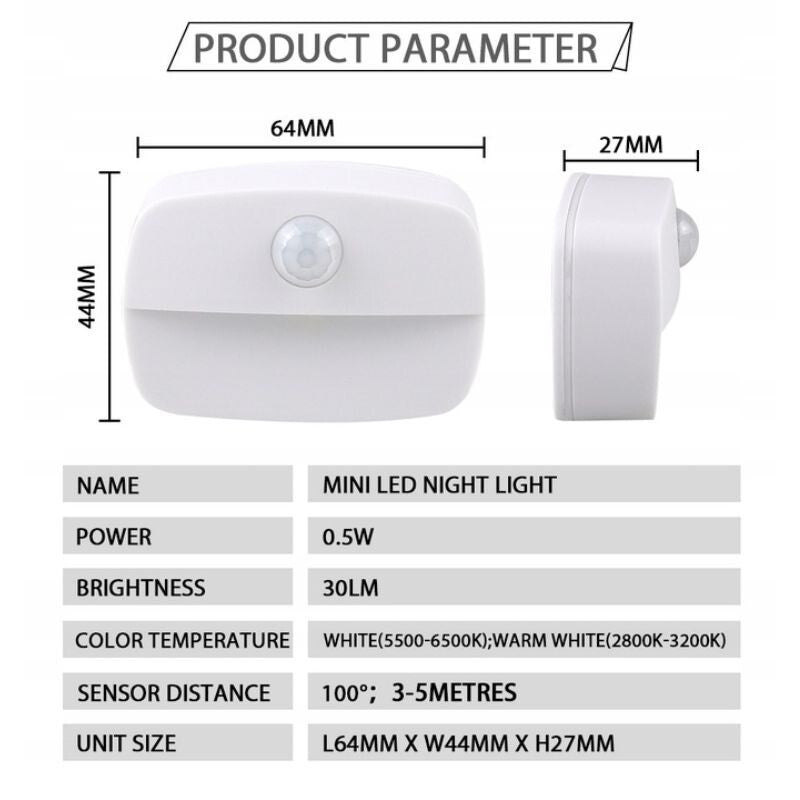 2 Stück Elemes LED Wandleuchte – Bewegungsmelder, Kabellos