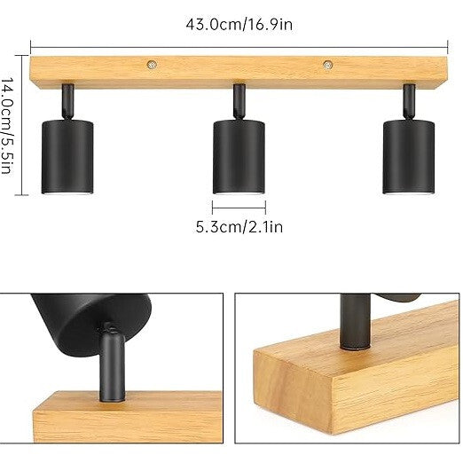 Kambo Moderne LED-Decken-Spotlampe – 3 Lampenköpfe, dreh- und kippbar, in mehreren Farben