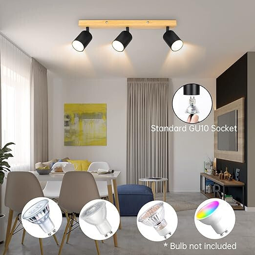 Kambo Moderne LED-Decken-Spotlampe – 3 Lampenköpfe, dreh- und kippbar, in mehreren Farben