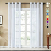 Topfinel bílý záclonový závěs s lněným vzhledem – 2 ks, 300×240 cm